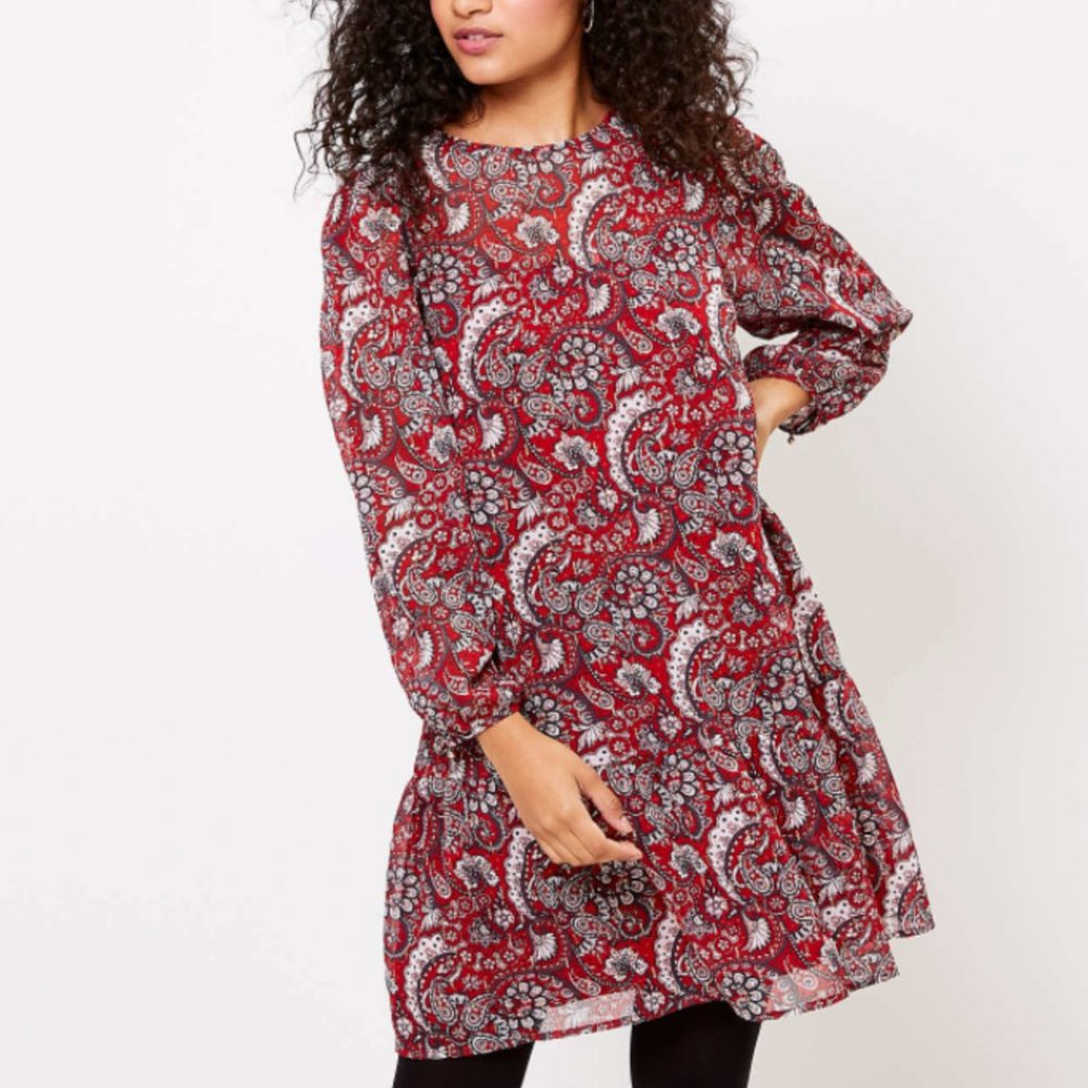 LOFT Shimmer Paisley Flounce Dress